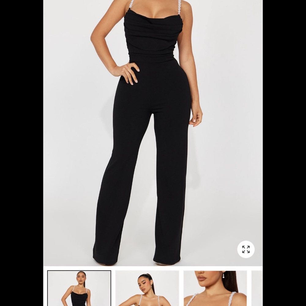 Elegant Black Jumpsuit with pearl details